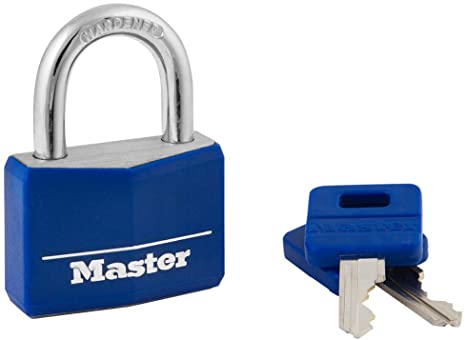 Master Lock 142DCM Covered Aluminum Keyed Padlock, 1-Pack, Blue