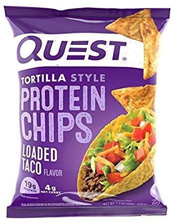 Quest Nutrition Tortilla Style Protein Chips, Loaded Taco, Low Carb, Gluten Free, Soy Free, Corn Free, Baked, 8 Count