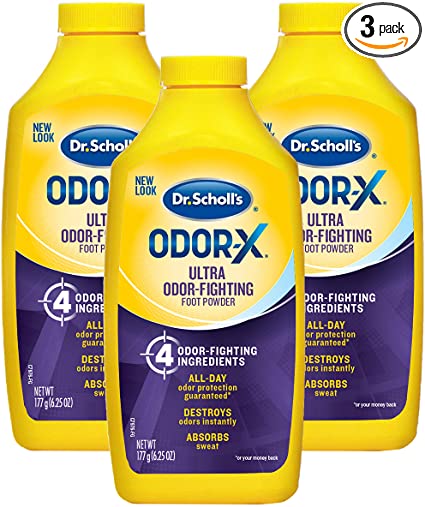 Dr. Scholl's Odor-Fighting X Foot Powder, Yellow, 6.25 Ounce (Pack of 3)