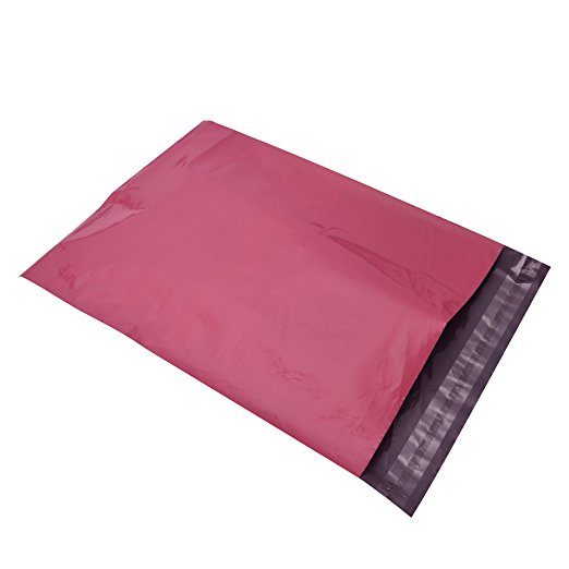 MFLABEL 100 10x13 HOT PINK Poly Mailers Shipping Envelopes Bags Plus 12pcs Red Fragile Stickers