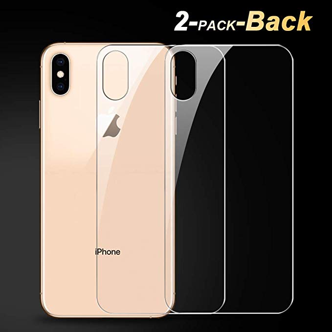 QRemix Back Screen Protector for iPhone Xs/X [2 Pack], Rear Tempered Glass [Bubble Free] Temper Glass Film Anti-Fingerprint/Scratch Compatible with IPhoneXS/IPhoneX (Only Back,2 Pack,5.8inch)