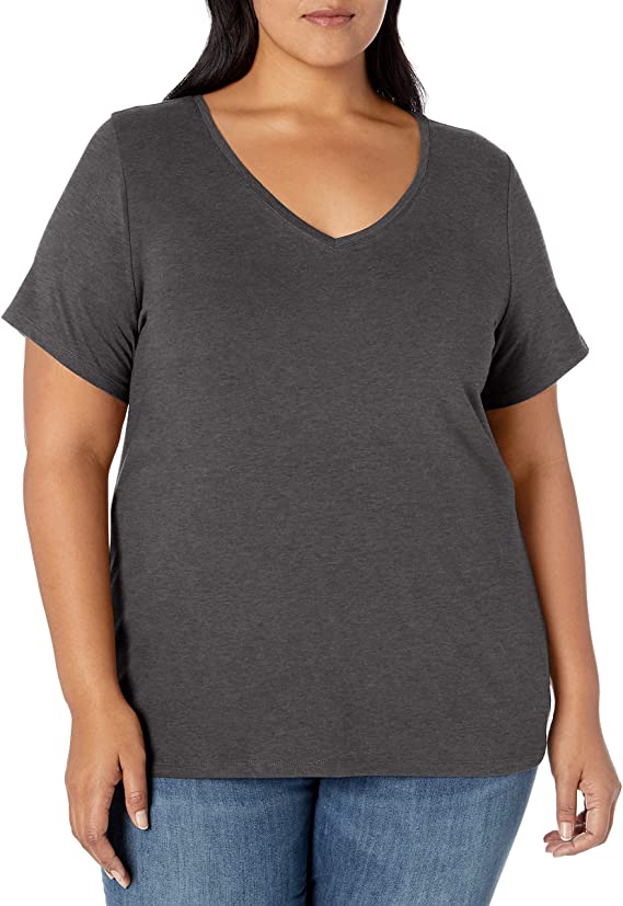 Amazon Essentials Women's Plus Size Short-Sleeve V-Neck T-Shirt