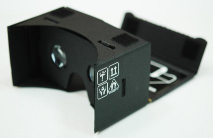 Black Google Cardboard @ 45mm Focal Length Virtual Reality Google Cardboard with Printed Instructions and Easy to Follow Numbered Tabs (WITH NFC and FREE HEAD-STRAP)
