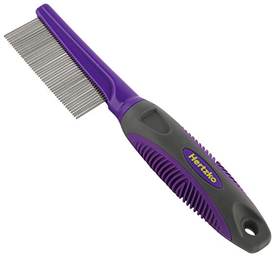 Hertzko Pet Comb Dog and Cat Stainless Steel Grooming Comb - Removes Tangles, Mats, Shed Hair, and Dirt - Ideal for Everyday Use On Dogs and Cats with Short Or Long Hair