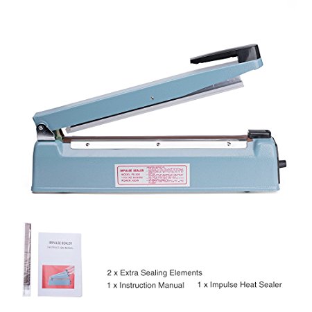 Metronic 12" Heat Sealing Hand Impulse Poly Sealer Closer Machine W/ Element Grip &Teflon 300mm