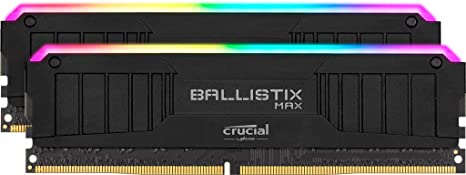 Crucial Ballistix MAX BLM2K8G40C18U4BL RGB, 4000 MHz, DDR4, DRAM, Desktop Gaming Memory Kit, 16GB (8GB x2), CL18, Black