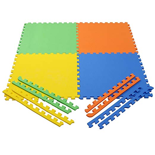 eHomeKart Pablo Honey EVA Kid's Interlocking Play Mat - Set of 8-PcsTiles - 10 mm, 60 x 60 cm (Multicolour)
