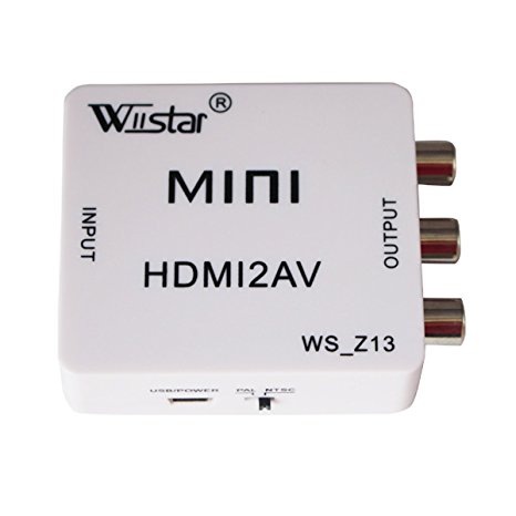 Wiistar Mini HD Video Converter Box HDMI to AV/CVBS L/R Video Adapter 1080P HDMI2AV Support NTSC and PAL Output