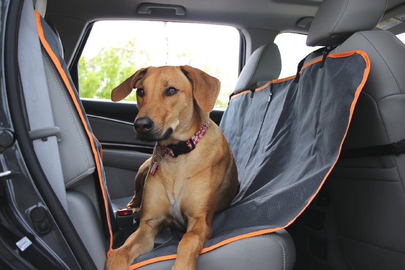 Waterproof Hammock Pet Seat Cover - Gray - Rear Back or Bench Seat - Deluxe Non-Slip with Seat Anchors - Small Medium or Large Dogs - Fits Cars Trucks and SUV - Bonus Carry Bag