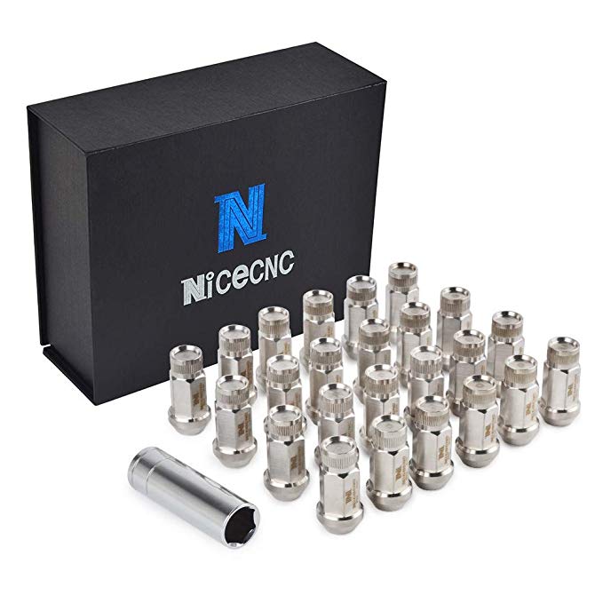 Nicecnc 24PCS 14x1.5MM T304 Stainless Steel Anti-Rust,Corrosion Wheel Lug Nuts & Tool Replace Dodge Charger Challenger Magnum,Hellcat Challenger Charger SRT,SILVERADO GMC HUMMER,CAMARO 08