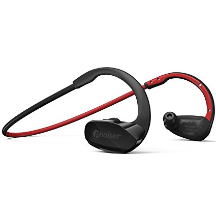 Phaiser BHS-530 Bluetooth Headphones Runner Headset Sport Earphones with Mic and Lifetime Sweatproof Warranty - Wireless Earbuds for Running, Redheat