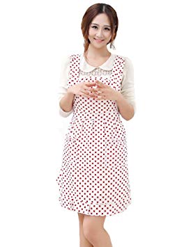 Cute Girl Cake Fashion Beautiful Women Home Work Aprons Red Dot and Colorful Apron Mother's Day Wife Gift (Red Dot)