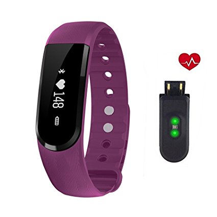 Activity Tracker NewYouDirect Heart Rate Monitor Smart Bracelet Sport Wristband Smartband Pedometer Fitness Tracker Calorie Counter Smart Watch for Apple IOS Android Smartphone (Purple)