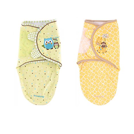 Summer Infant SwaddleMe Cotton Knit Applique - 2 Pack, Sweet Friends (Small/Medium)