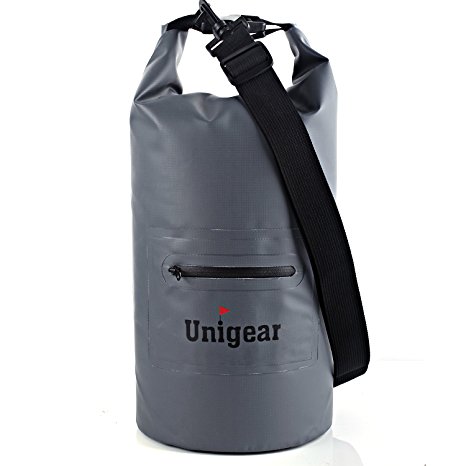 Unigear Premium Waterproof Dry Bag Sack 10L 20L with Zip Pocket for Boating, Kayaking, Fishing, Rafting, Swimming, Camping and Snowboarding