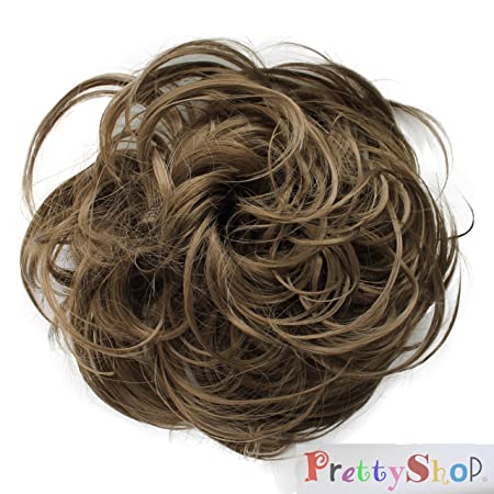 PRETTYSHOP Scrunchie Bun Up Do Hair piece Hair Ribbon Ponytail Extensions Wavy Curly or Messy Various Colors(light brown12)
