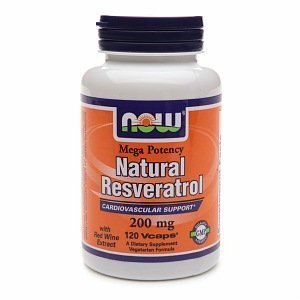 NOW Foods Natural Resveratrol Cardiovascular Support 200 mg, Veggie Caps 120 ea