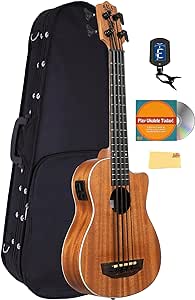 Kala UBASS-SCOUT-FS Scout Acoustic-Electric U-Bass Bundle with Case, Tuner, Austin Bazaar Instructional DVD, and Polishing Cloth