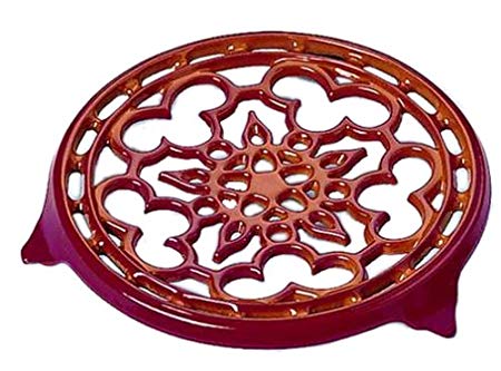 Le Creuset Enameled Cast-Iron 9-Inch Deluxe Round Trivet, Cerise