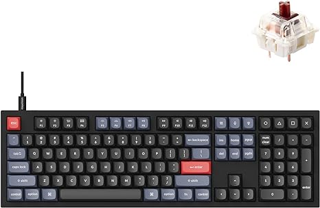 Keychron Q6 Wired Custom Mechanical Keyboard, QMK/VIA Programmable Macro, Full-Size Aluminum RGB Backlit, Double Gasket Hot-Swappable Gateron G Pro Brown Switch Compatible with Mac Windows Linux-Black