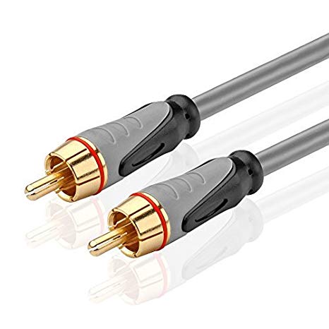 TNP Premium Subwoofer S/PDIF Audio Digital Coaxial RCA Composite Video Cable (50 Feet) - Gold Plated Dual Shielded RCA to RCA Male Connectors AV Wire Cord Plug - Black