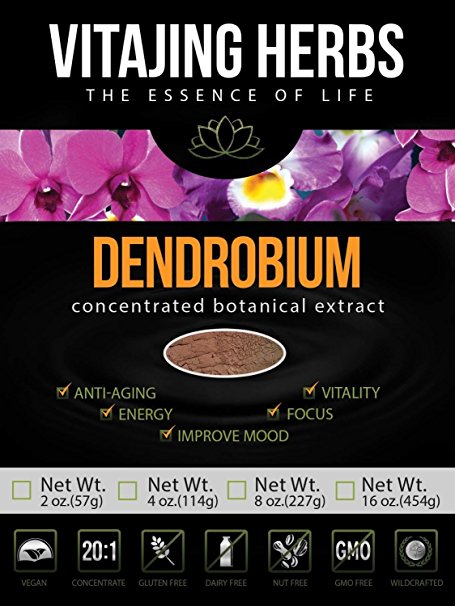 Dendrobium Powder Extract 20:1 (Shi Hu) (2oz-57gm) - 100% PURE Powder, NO Binders, Fillers or Additives! Yin Jing Recovery Herb