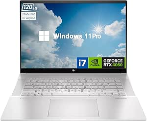 HP Envy i7 4060 Business Laptop, 16" WQXGA Touchscreen 120Hz, Intel Core i7-13700H, GeForce RTX 4060, 32GB DDR5 RAM, 1TB PCIe M.2 SSD, Wi-Fi 6, Windows 11 Pro, Silver