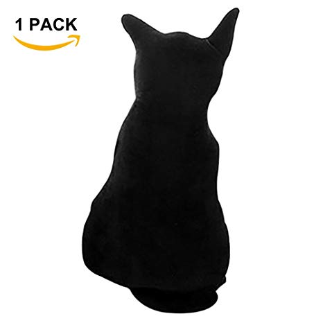 GlobalDeal Cute Cat Soft Plush Back Shadow Toy Sofa Pillow Seat Cushion Birthday Gift (S, Black)