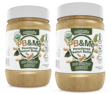 PB&Me USDA Organic Powdered Peanut Butter, Keto Snack, Gluten Free, Plant Protein, No Sugar Added, 16 Ounce, 2 Count