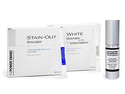 Power Swabs 7-Day Ultra White Kit with Free Activated Charcoal Whitening Toothpaste