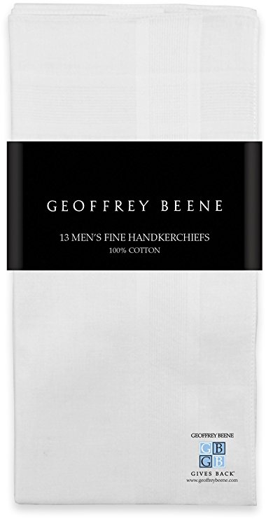 Geoffrey Beene 13 Pack Fine Men's Handkerchiefs 100% Cotton