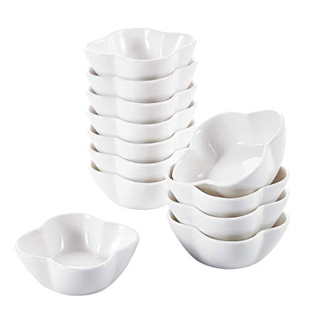 Malacasa, Series Ramekin, 12-Piece 3" (7*7*3cm) Ramekins Ivory White Porcelain China Ceramic Cream White Dishes(Set of 12)