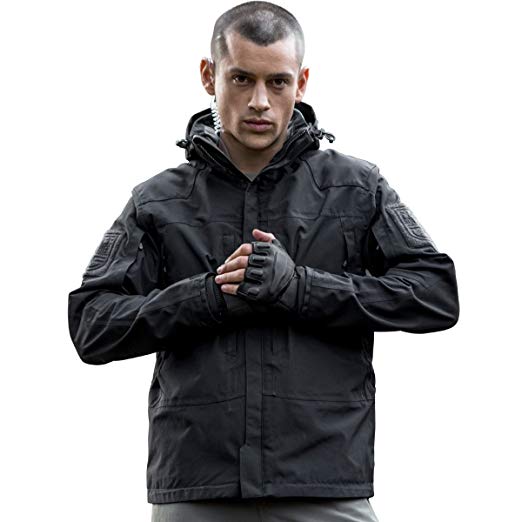 FREE SOLDIER Outdoor Men's Jacket Waterproof Breathable Warm Tactical Jacket with Fleece Coat