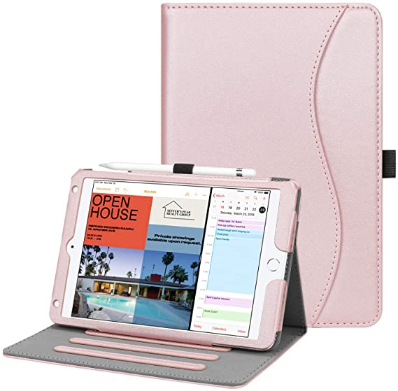 Fintie Case for iPad Mini 5th Gen 2019 / iPad Mini 4 - [Corner Protection] Multi-Angle Viewing Smart Folio Cover w/Pocket, Pencil Holder, Auto Wake/Sleep for iPad Mini 5, Rose Gold