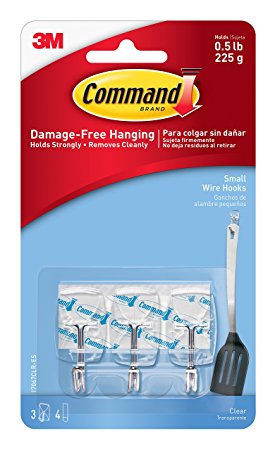 Command Wire Hooks, Small, Clear, 3-Hooks (17067CLR-ES)