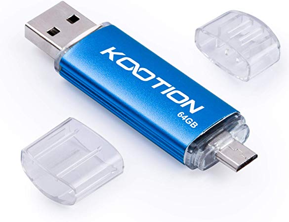 64 GB Flash Drive KOOTION 2 in 1,Micro USB   USB Flash Drive 2.0, Memory Stick Dual Thumb Drive 64 GB Pendrive for Android Phone,PC, Laptop,Tablet (Blue,with Logo)