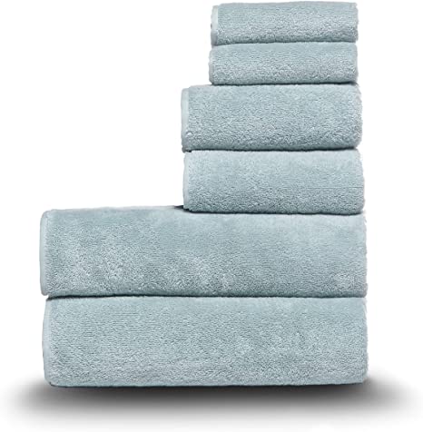 Arus Classic Towel Set 100% Turkish Cotton Hotel Spa Towel Set, Bath Towels, Hand Towels and Washcloth, Seafoam, 6 Pieces Set