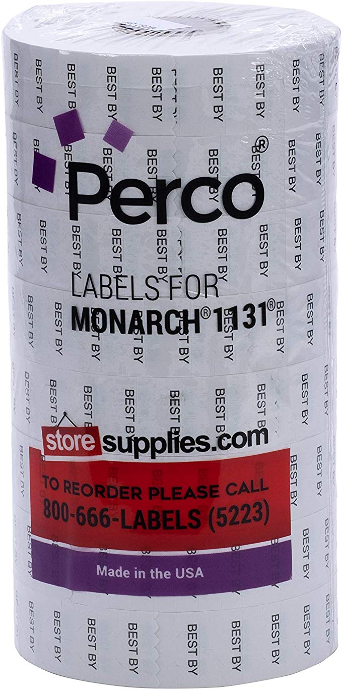"Best by" Labels for Monarch 1131 Price Gun – 8 Rolls, 20,000 Pricemarking Labels – with Bonus Ink Roll