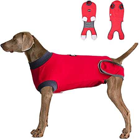 Dog Recovery Suit Body Suit After Surgery Dog Onesie Cone Alternatives Spay Neuter Suit Surgical Recovery Suit for Female Male Dogs Red XL