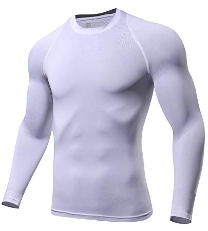 Lavento Men's Compression Shirts Baselayer Crewneck Long-Sleeve Dry Fit T-Shirts