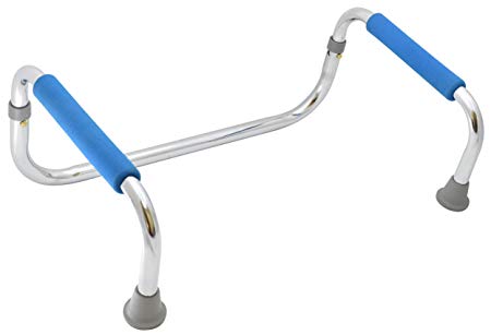 Secure PAR-1 Standing Assist Rail with Padded Grab Bar Handles, Chrome - Elderly, Handicapped, Disabled Stand Support Lift Aid for Home and Travel - Folding Design for Easy Transport