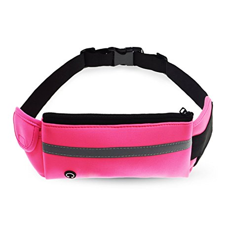 Refoss Running Waist Pack, Water Resistant Fanny Pack, Expandable Sport Belt with Water Bottle Holder for Biking, Hiking, Camping, Dog Walking, Fishing and Indoor Fitness