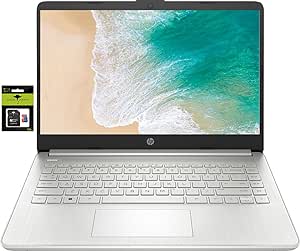 HP 14" Laptop Ultral Light for Students and Business, Quad-Core Intel Celeron Processor, 16GB RAM, 256GB Storage (128GB eMMC   128GB Ghost Manta SD Card), HDMI, WiFi, USB-A&C, Win 11