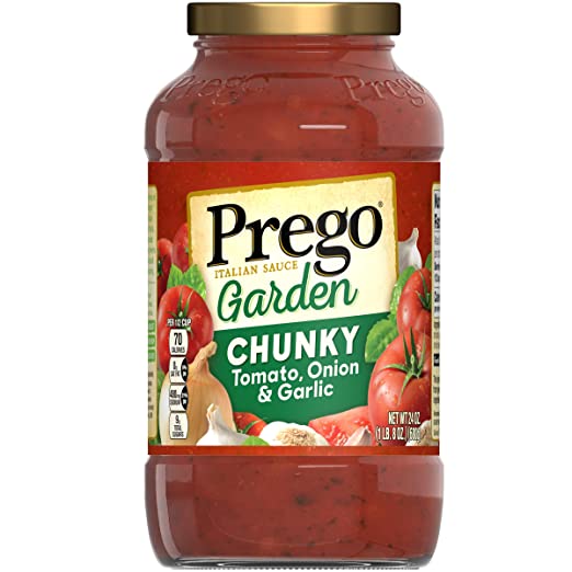 Prego Pasta Sauce, Garden Harvest Chunky Tomato Sauce with Onion and Garlic, 24 Ounce Jar