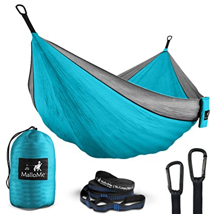 MalloMe Double Portable Camping Hammock - 27 Colors - Heavy Duty Tree Straps Included In Most Colors