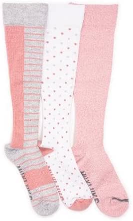 MUK LUKS Women's 3 Pack Cotton Compression Knee-High Socks, Pink, One Size