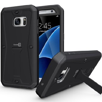 Galaxy S7 Case, CoverON® [Priwen Series] Hard Protective Hybrid Kickstand Case for Samsung Galaxy S7 with Built-In Screen Protector - Black