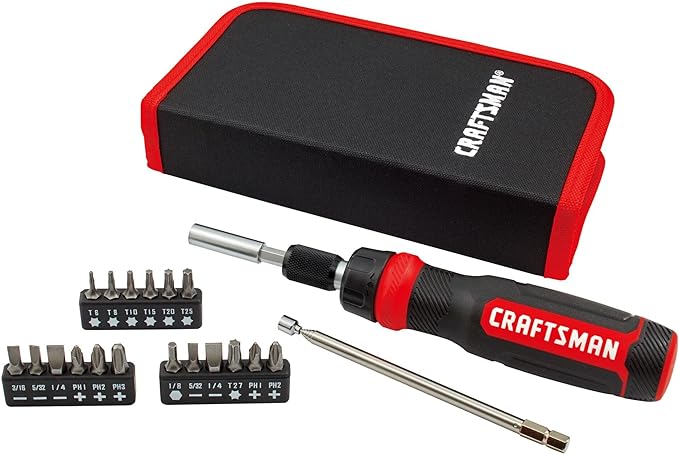 CRAFTSMAN Ratcheting Screwdriver, Multibit Set, 26-Piece (CMHT68001),Black