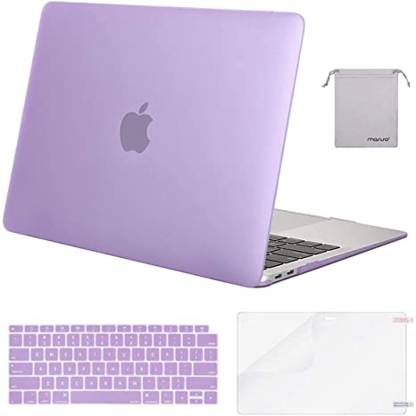 MOSISO MacBook Air 13 inch Case 2020 2019 2018 Release A2337 M1 A2179 A1932, Plastic Hard Shell&Keyboard Cover&Screen Protector&Storage Bag Compatible with MacBook Air 13 inch Retina, Light Purple