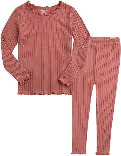 VAENAIT BABY 12M-12 Toddler Kids Unisex Girls & Boys Soft Comfy Solid Modal Tencel Shirring Sleepwear Pajamas 2pcs Set